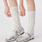 2-Pair Knee-High Socks with Classic Polka Dot Pattern Soft Stretch Fabric Perfect for Gifting and Everyday Wear