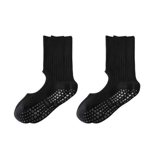 2-Pair Non-Slip Pilates Socks with Open Instep Cutout and Ribbed Knit Design for Yoga, Barre, and Dance Workouts