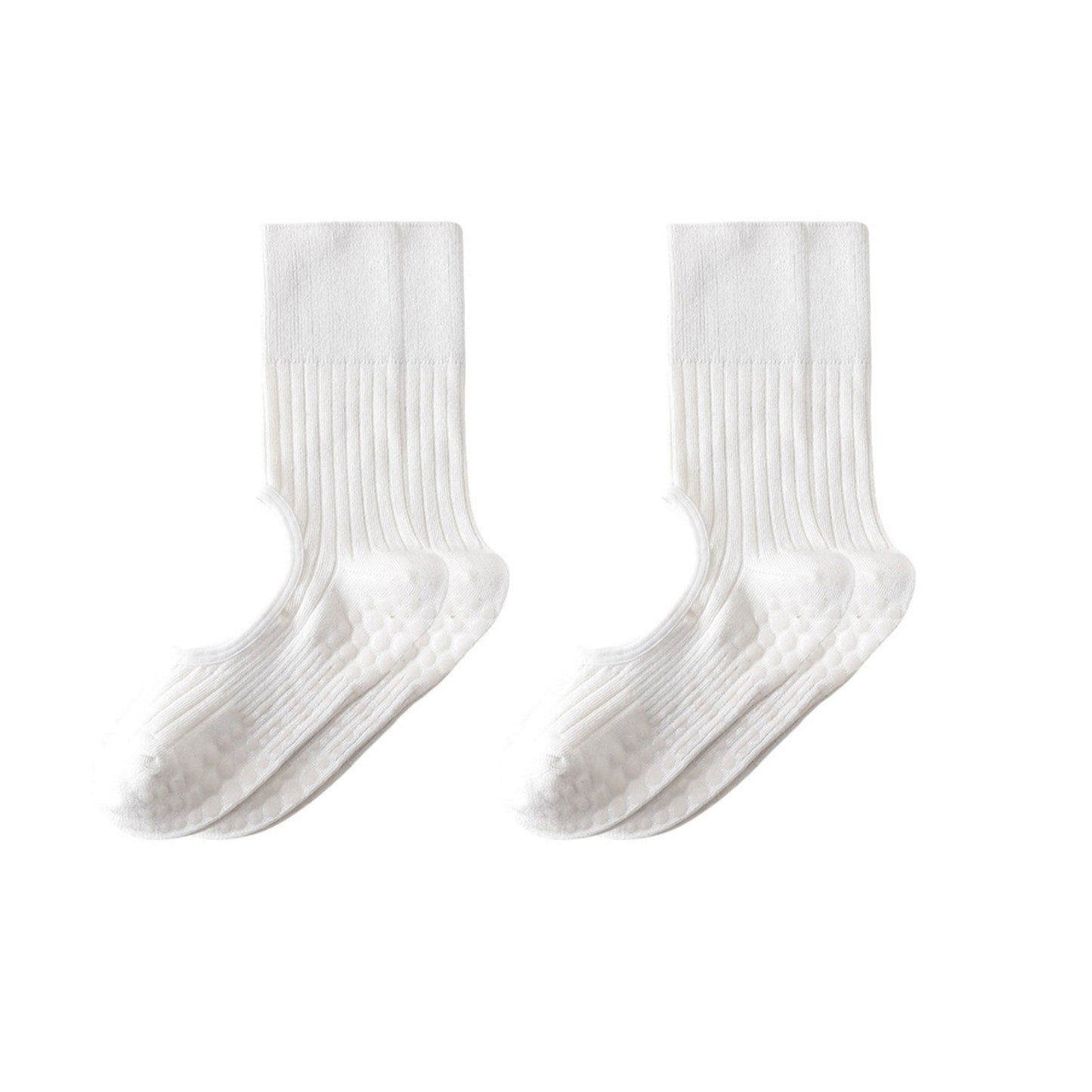 2-Pair Non-Slip Pilates Socks with Open Instep Cutout and Ribbed Knit Design for Yoga, Barre, and Dance Workouts
