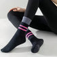 3-Pair Mid-Calf Grip Bottom Socks with Striped Cuff and Soft Ribbed Knit for Everyday Comfort and Stability