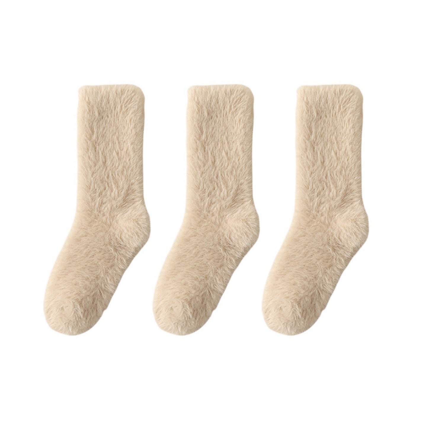 3-Pair Plush Fuzzy Socks with Soft Fluffy Texture and Mid-Calf Design for Warmth and Comfort