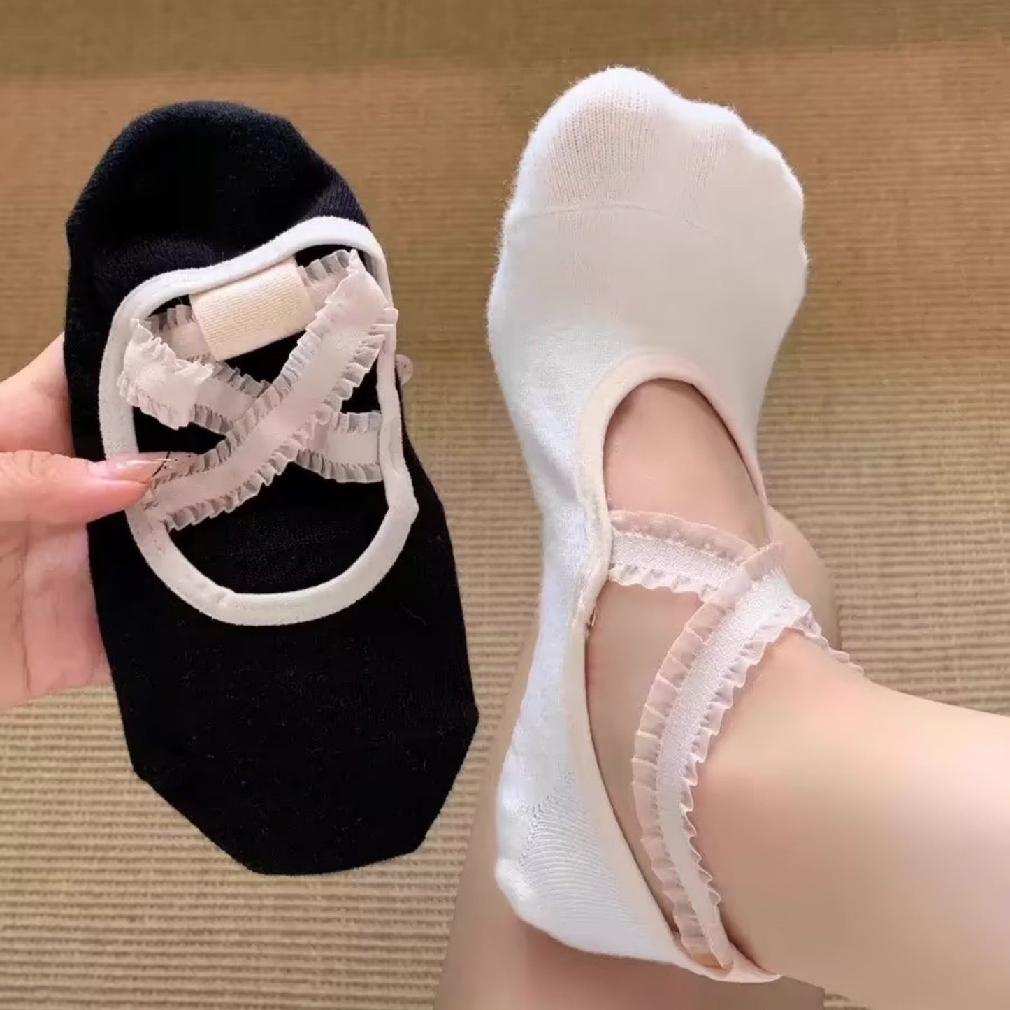 Yoga and Pilates Grip Sock and Fingerless Glove Set with Anti-Slip Design and Elastic Straps for Secure Fit