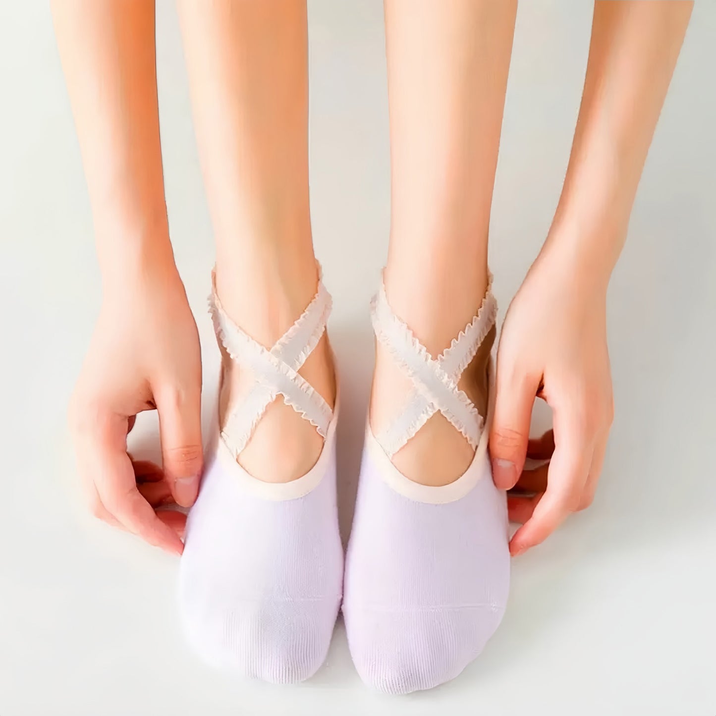 Yoga and Pilates Grip Sock and Fingerless Glove Set with Anti-Slip Design and Elastic Straps for Secure Fit