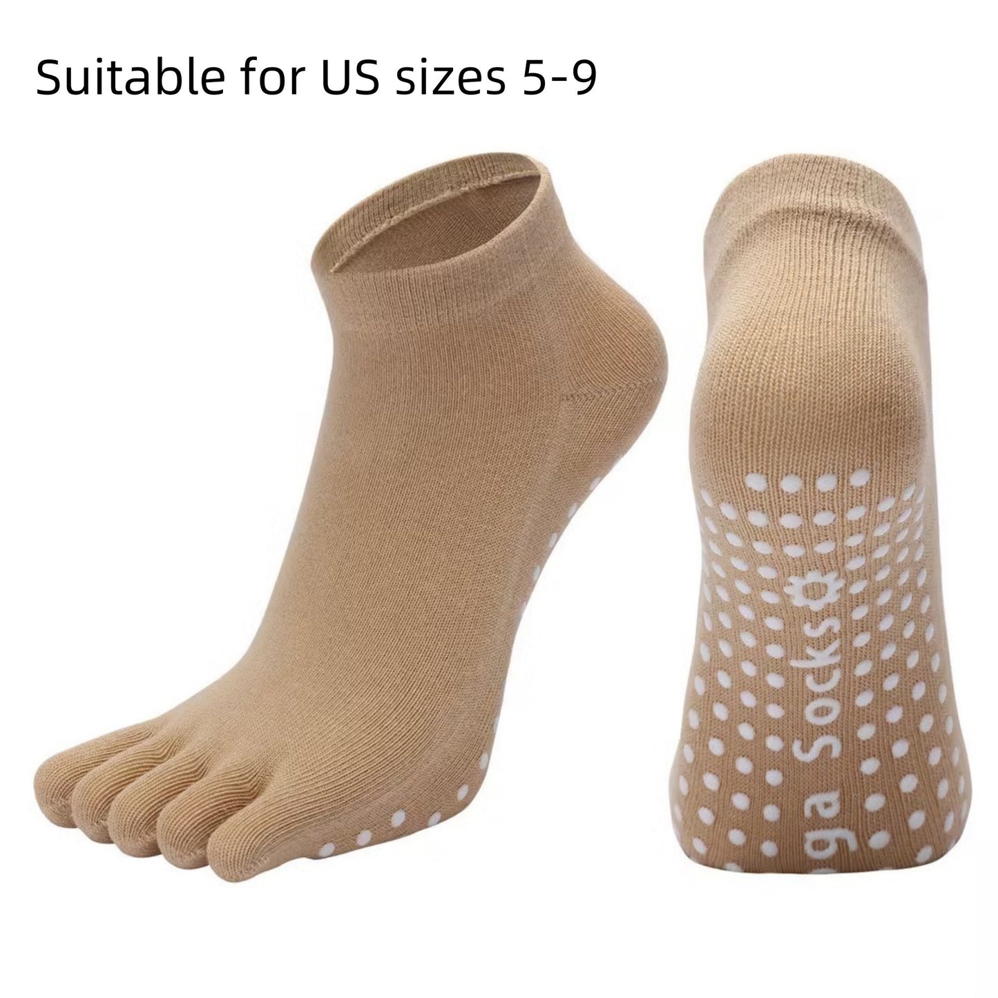 Yoga and Pilates Toe Sock and Fingerless Glove Set with Anti-Slip Grip and Breathable Stretch Fabric