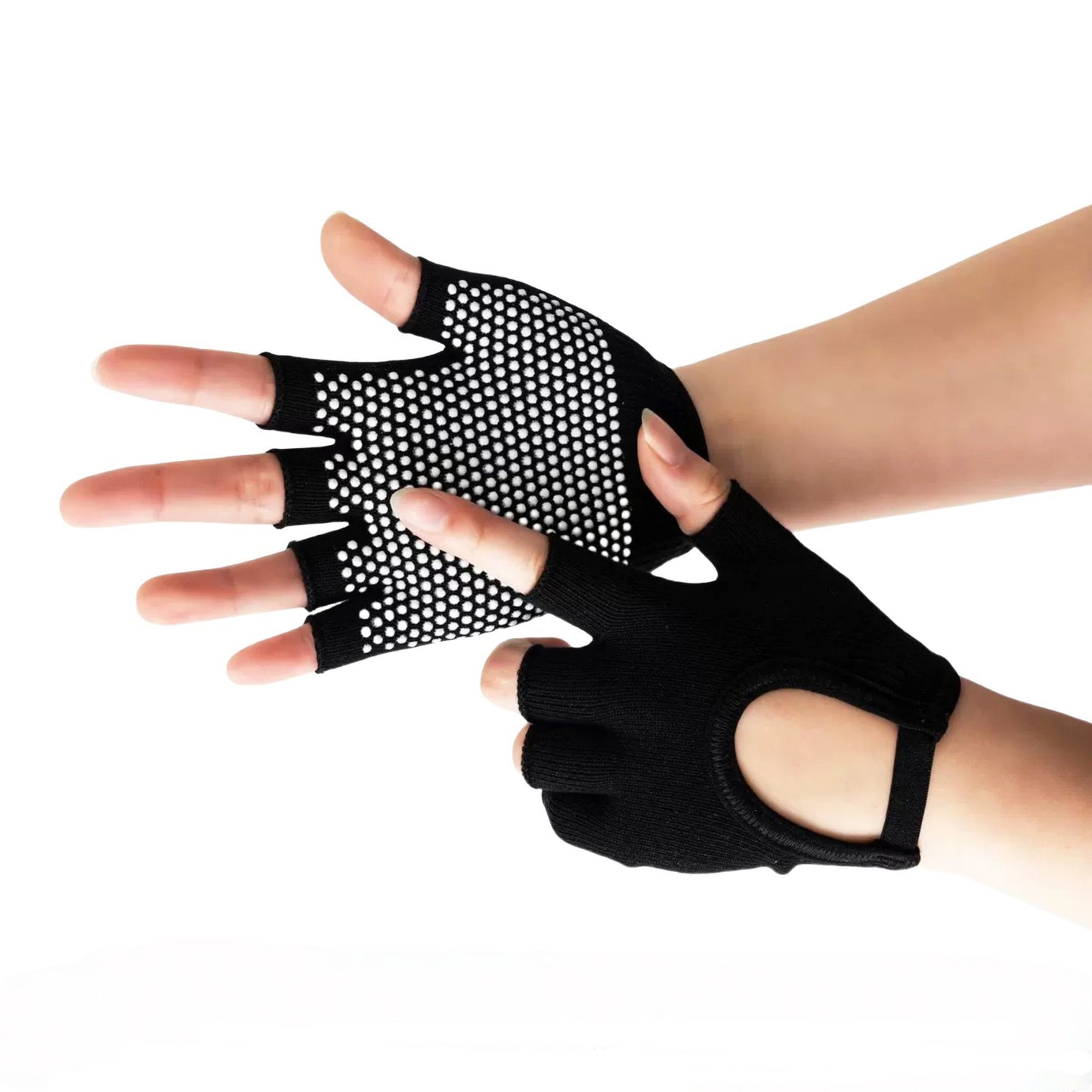 Yoga and Pilates Toe Sock and Fingerless Glove Set with Anti-Slip Grip and Breathable Stretch Fabric