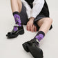 3-Pair Floral Pattern Crew Socks with Scalloped Cuff and Allover Knit Design for Everyday Feminine Style
