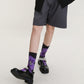 3-Pair Floral Pattern Crew Socks with Scalloped Cuff and Allover Knit Design for Everyday Feminine Style