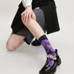 3-Pair Floral Pattern Crew Socks with Scalloped Cuff and Allover Knit Design for Everyday Feminine Style