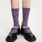3-Pair Floral Pattern Crew Socks with Scalloped Cuff and Allover Knit Design for Everyday Feminine Style