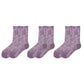 3-Pair Floral Pattern Crew Socks with Scalloped Cuff and Allover Knit Design for Everyday Feminine Style