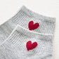 5-Pair Ankle Socks with Ribbed Cuff and Embroidered Heart Accent for Everyday Comfort and Style