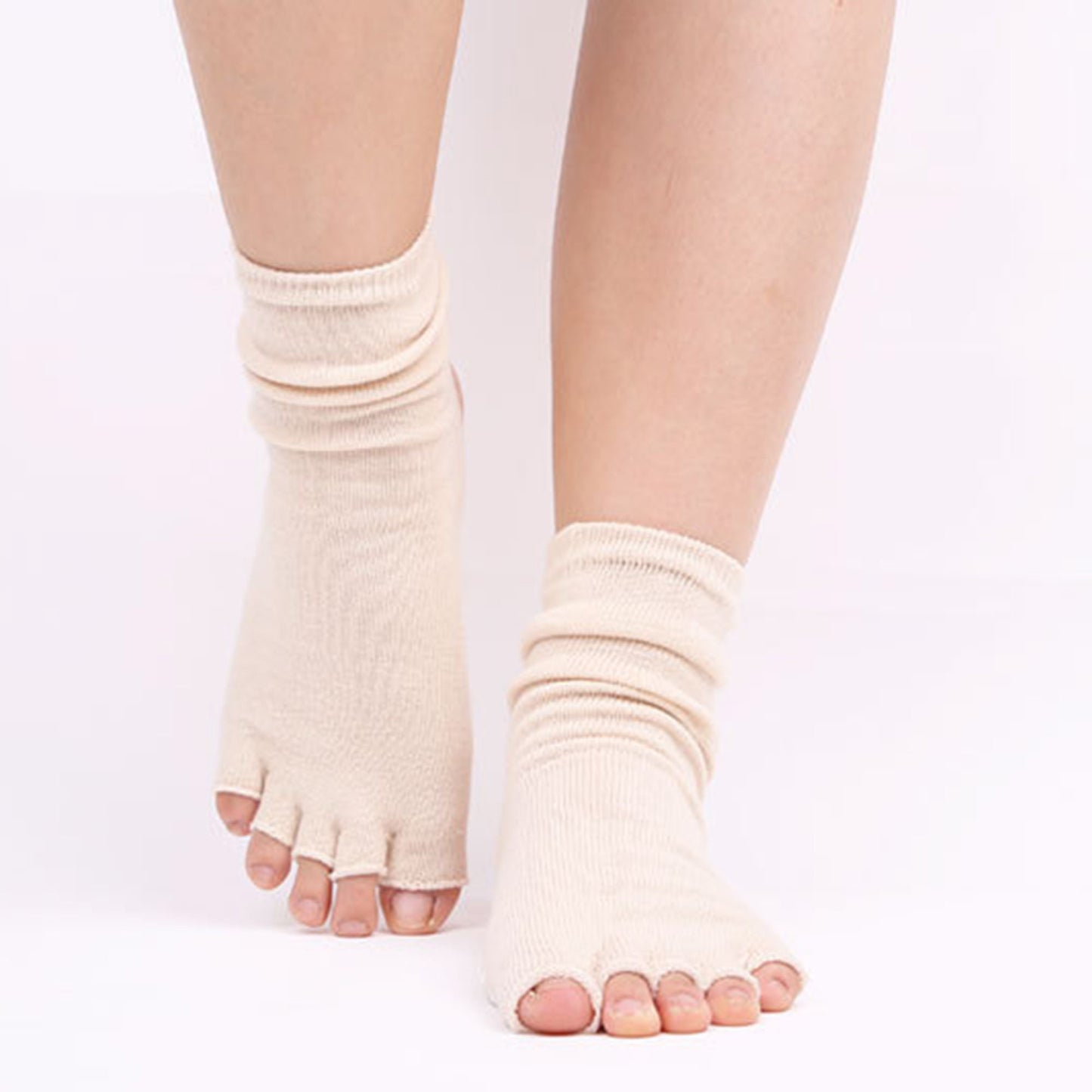 Open Toe Grip Yoga Socks with Anti-Slip Sole and Cut-Out Instep Design for Pilates and Barre Workouts