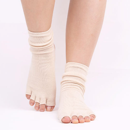 Open Toe Grip Yoga Socks with Anti-Slip Sole and Cut-Out Instep Design for Pilates and Barre Workouts