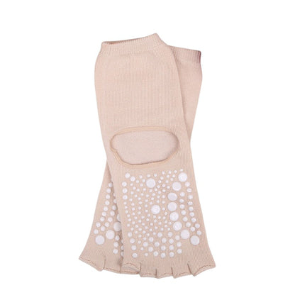 Open Toe Grip Yoga Socks with Anti-Slip Sole and Cut-Out Instep Design for Pilates and Barre Workouts