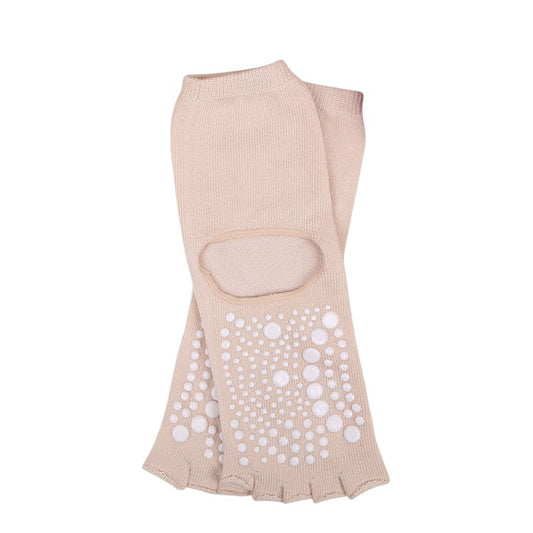 Open Toe Grip Yoga Socks with Anti-Slip Sole and Cut-Out Instep Design for Pilates and Barre Workouts