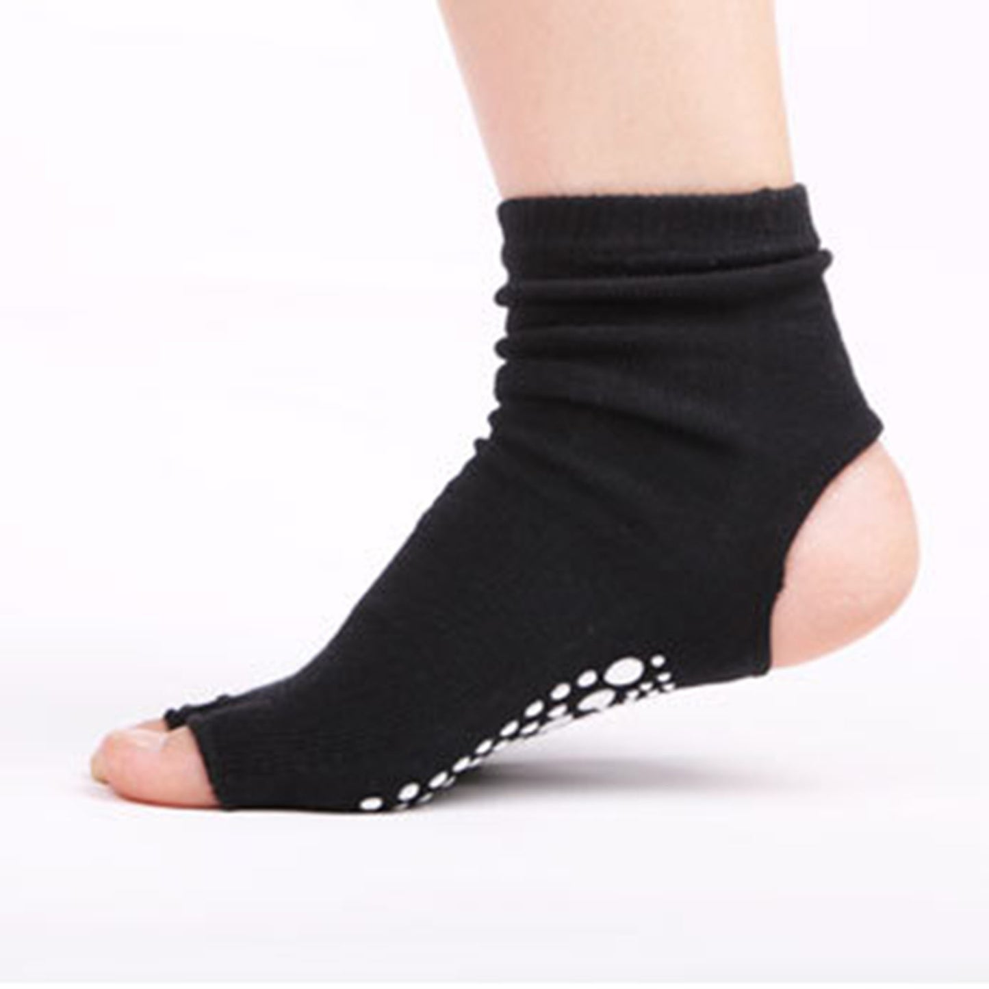 Open Toe Grip Yoga Socks with Anti-Slip Sole and Cut-Out Instep Design for Pilates and Barre Workouts