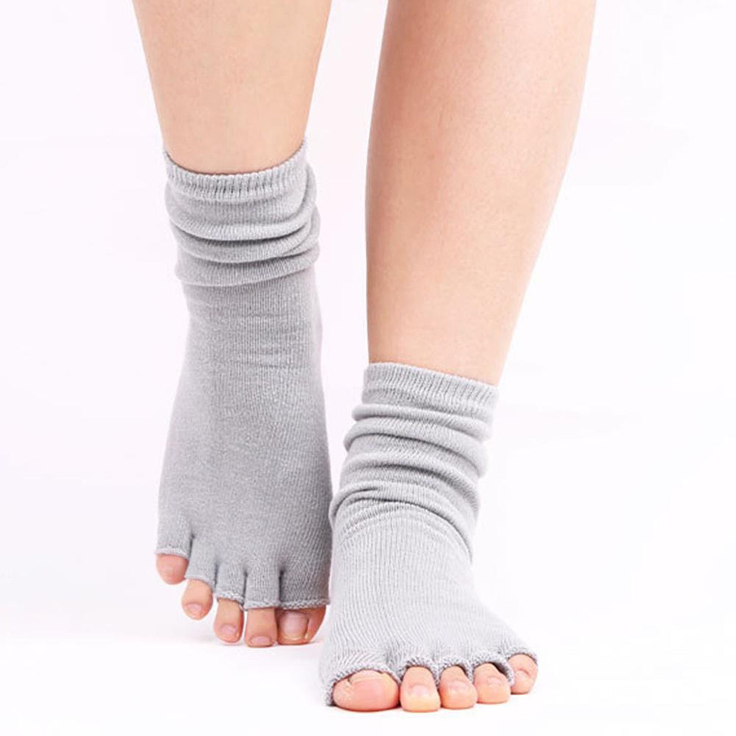 Open Toe Grip Yoga Socks with Anti-Slip Sole and Cut-Out Instep Design for Pilates and Barre Workouts