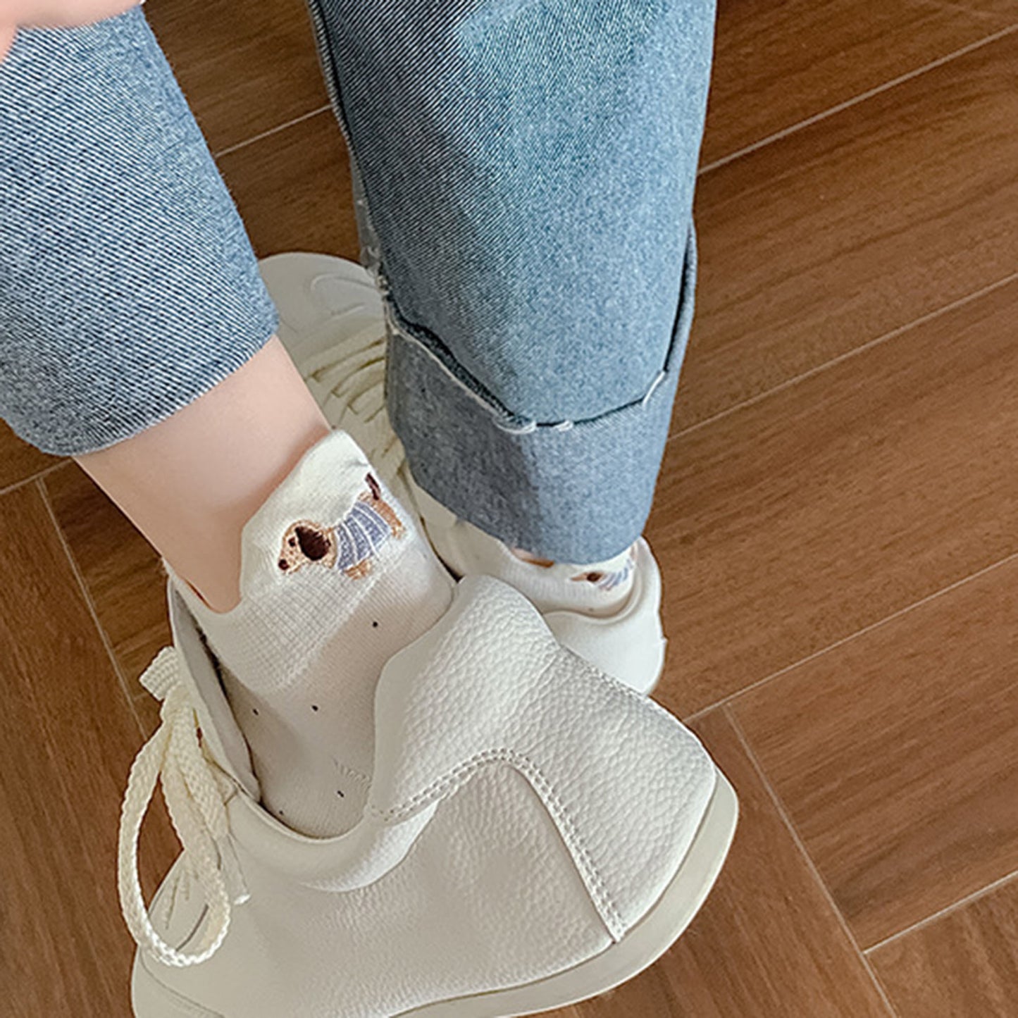 3-Pair No-Show Socks with Embroidered Dog Design and Soft Knit Low-Cut Fit for Casual Comfort