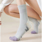 2-Pair Ribbed Crew Socks with Contrast Toe and Heel Design and Modern Abstract Knit Pattern