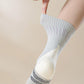 2-Pair Ribbed Crew Socks with Contrast Toe and Heel Design and Modern Abstract Knit Pattern