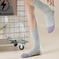 2-Pair Ribbed Crew Socks with Contrast Toe and Heel Design and Modern Abstract Knit Pattern