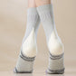 2-Pair Ribbed Crew Socks with Contrast Toe and Heel Design and Modern Abstract Knit Pattern