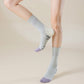 2-Pair Ribbed Crew Socks with Contrast Toe and Heel Design and Modern Abstract Knit Pattern