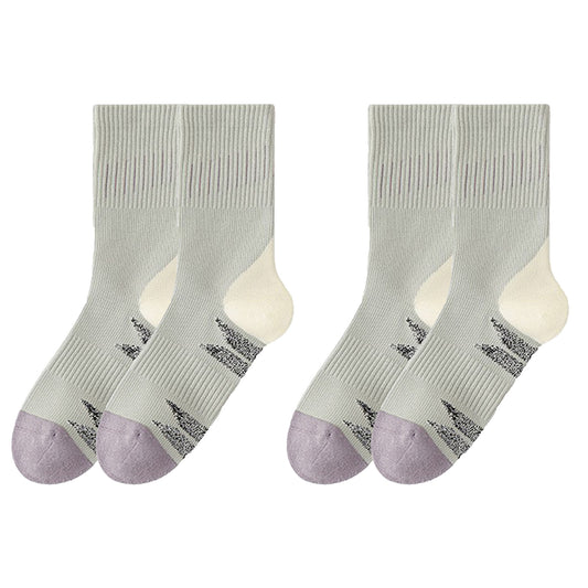 2-Pair Ribbed Crew Socks with Contrast Toe and Heel Design and Modern Abstract Knit Pattern