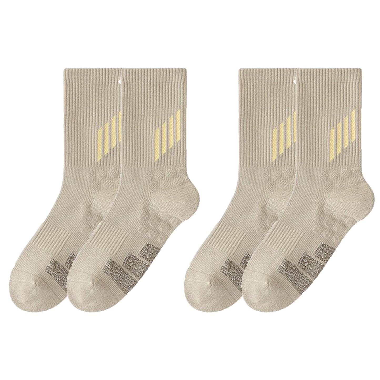 2-Pair Ribbed Crew Socks with Contrast Toe and Heel Design and Modern Abstract Knit Pattern