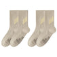 2-Pair Ribbed Crew Socks with Contrast Toe and Heel Design and Modern Abstract Knit Pattern
