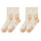 2-Pair Ribbed Crew Socks with Contrast Toe and Heel Design and Modern Abstract Knit Pattern