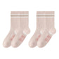 2-Pair Ribbed Crew Socks with Contrast Toe and Heel Design and Modern Abstract Knit Pattern