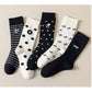 3 Pairs Women's Casual Crew Socks Assorted Patterns Striped Polka Dot and Bow Embroidery