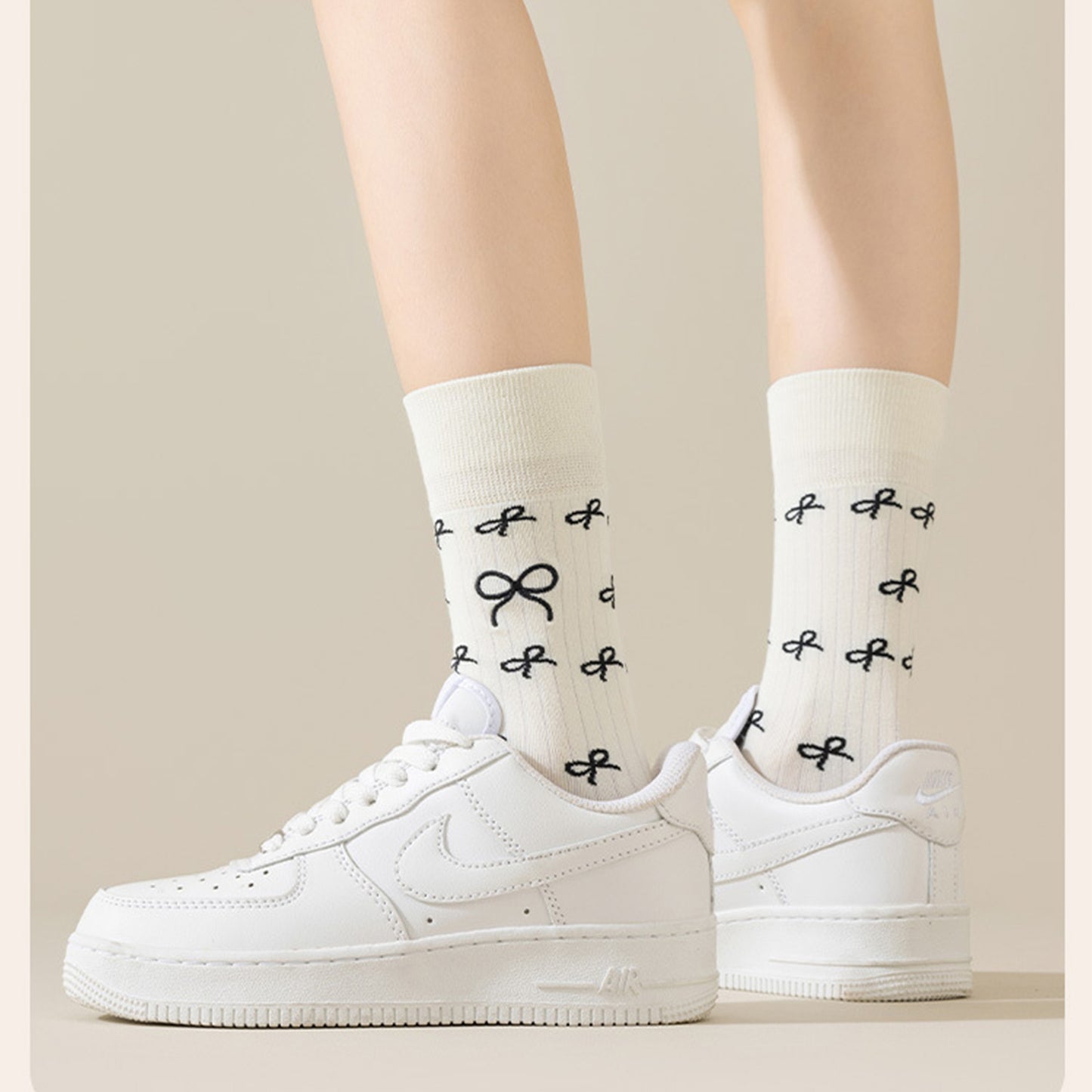 3 Pairs Women's Casual Crew Socks Assorted Patterns Striped Polka Dot and Bow Embroidery