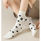 3 Pairs Women's Casual Crew Socks Assorted Patterns Striped Polka Dot and Bow Embroidery