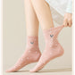 3 Pairs Women's Crew Socks with Polka Dot Pattern and Panda Embroidery