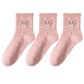 3 Pairs Women's Crew Socks with Polka Dot Pattern and Panda Embroidery