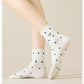 3 Pairs Women's Crew Socks with Polka Dot Pattern and Panda Embroidery