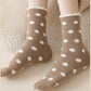 3 Pairs Women's Plush Crew Socks with Polka Dot Pattern and Thick Fleece Lining