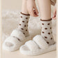 3 Pairs Women's Plush Crew Socks with Polka Dot Pattern and Thick Fleece Lining