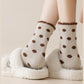 3 Pairs Women's Plush Crew Socks with Polka Dot Pattern and Thick Fleece Lining