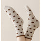 3 Pairs Women's Plush Crew Socks with Polka Dot Pattern and Thick Fleece Lining