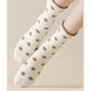 3 Pairs Women's Plush Crew Socks with Polka Dot Pattern and Thick Fleece Lining