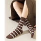 3 Pairs Women's Striped Crew Socks with Ribbed Knit Design and Anti-Pilling Cotton Blend