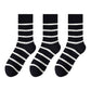 3 Pairs Women's Striped Crew Socks with Ribbed Knit Design and Anti-Pilling Cotton Blend