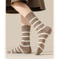 3 Pairs Women's Striped Crew Socks with Ribbed Knit Design and Anti-Pilling Cotton Blend
