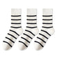 3 Pairs Women's Striped Crew Socks with Ribbed Knit Design and Anti-Pilling Cotton Blend