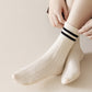 3 Pairs Women's Cable Knit Crew Socks with Ribbed Cuffs and Soft Warm Cotton Blend