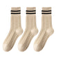 3 Pairs Women's Cable Knit Crew Socks with Ribbed Cuffs and Soft Warm Cotton Blend
