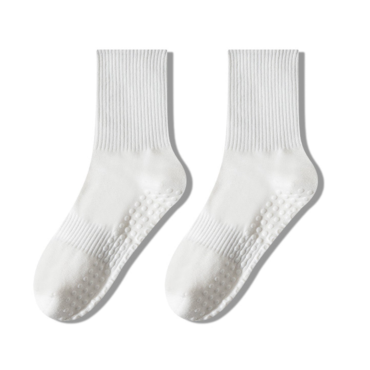 2 Pairs Women's Yoga Non-Slip Crew Socks with Gripped Soles for Pilates and Home Workouts